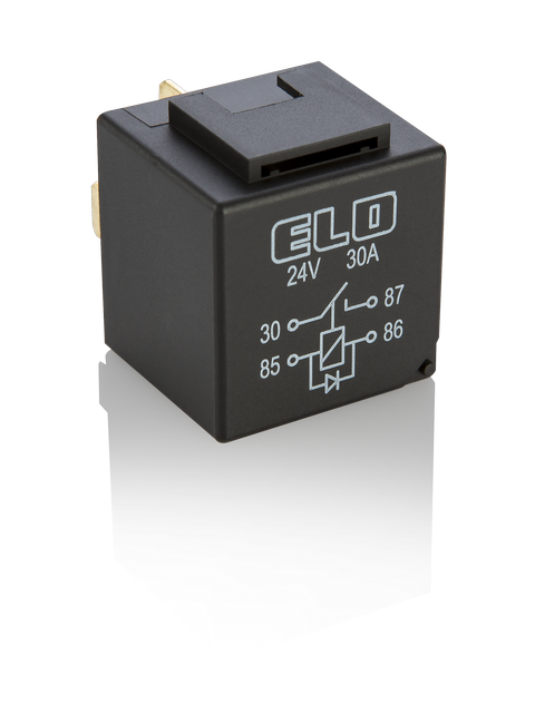 MİNİ RÖLE 24 V DC - 30A DC - 4 Fişli - Diyotlu - Su Geçirmez