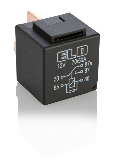 MİNİ GÜÇ RÖLESİ 12 V DC - 70/50A DC - Çift Platinli - Dirençli - Su Geçirmez