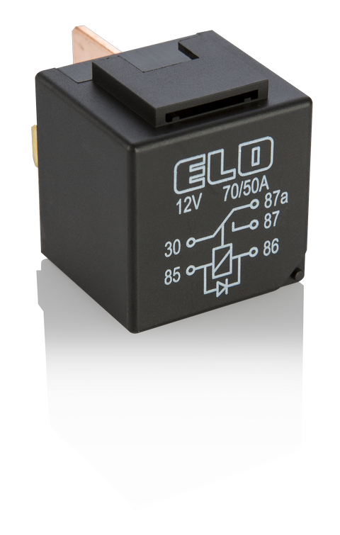 MİNİ GÜÇ RÖLESİ 12 V DC - 70/50A DC - Çift Platinli - Diyotlu - Su Geçirmez