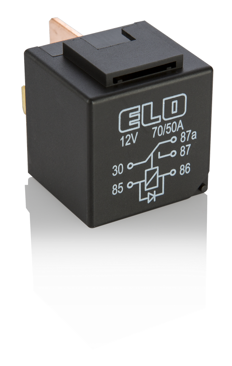 MİNİ GÜÇ RÖLESİ 12 V DC - 70/50A DC - Çift Platinli - Diyotlu - Toz Korumalı