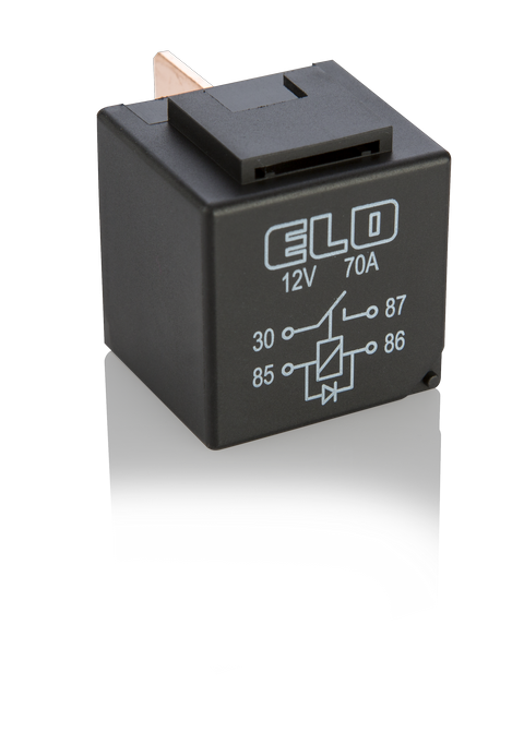 MİNİ GÜÇ RÖLESİ 12 V DC - 70A DC - 4 Fişli - Diyotlu - Toz Korumalı