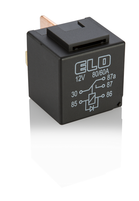 MİNİ GÜÇ RÖLESİ 12 V DC - 80/60A DC - Çift Platinli - Diyotlu - Su Geçirmez