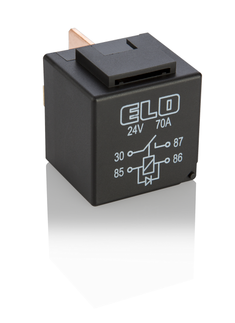 MİNİ GÜÇ RÖLESİ 24 V DC - 70A DC - 4 Fişli - Diyotlu - Toz Korumalı